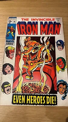Buy Marvel Comics Iron Man #18 1969 Even Heroes Die! Key Issue Bag And Boarded • 10£
