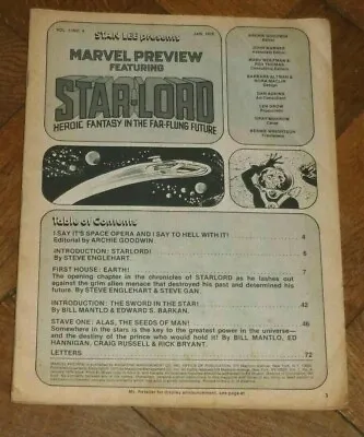 Buy MARVEL PREVIEW Presents Starlord #4 January 1976 1st Guardians Of The Galaxy • 19.99£