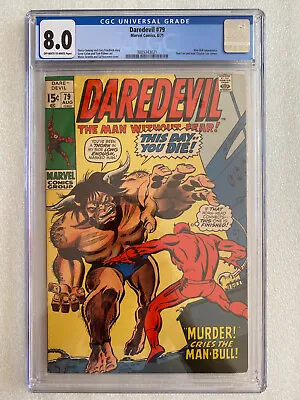 Buy Daredevil #79 CGC 8.0 1971 - Man-Bull Appearance, Stan Lee And Joan Clayton Lee • 140.11£
