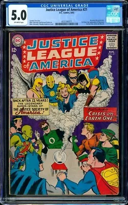 Buy Justice League Of America 21 | Aug 1963 | CGC 5.0 | JSA Meet JLA | Classic Cover • 237.54£