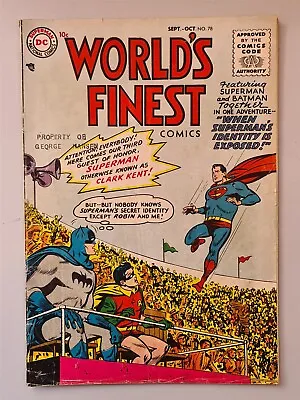 Buy World's Finest Comics #78 Vg (4.0) Dc September 1955 Batman Superman Robin ** • 119.99£