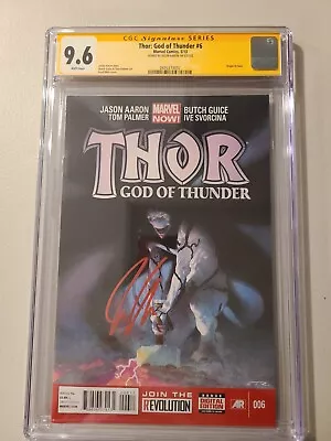 Buy THOR:GOD OF THUNDER #6 1st COVER, ORIGIN OF GORR!! SS CGC 9.6 RED SIG J AARON  • 295.64£