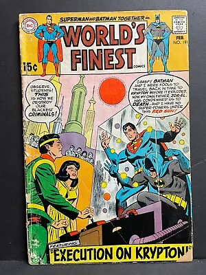 Buy World's Finest #191  G/VG  1970  Low Grade DC Comic Book Superman Batman • 1.57£