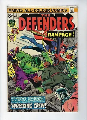 Buy Defenders # 18 Marvel Origin & 1st Full Appearance Of Wrecking Crew Dec 1974 VG • 12.95£