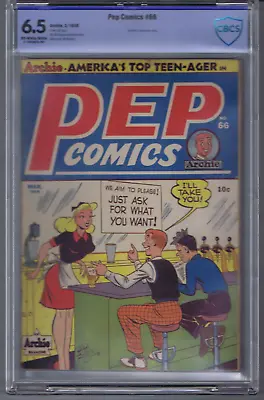 Buy Pep Comics #66 Archie Pub 1948 CBCS 6.5 (FINE +) ARCHIE CLASSIC HEADLIGHTS COVER • 749£