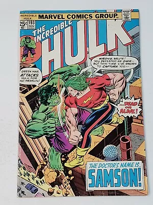 Buy The Incredible Hulk 193 Marvel Comics Hulk Vs Doc Sampson Bronze Age 1975 • 15.83£
