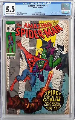 Buy 🕸amazing Spider-man 97 Cgc 5.5*1971 Marvel*drug Story*no Comics Code*stan Lee🕷 • 118.54£