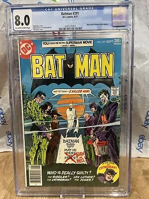 Buy 1977 Batman 291 CGC 8.0 Joker Riddler Catwoman Poison Ivy Scarecrow Cover Comic • 110.03£