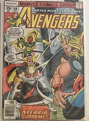Buy Marvel Comics Group Avengers #166 1977 Count Nefaria App Bronze Age Vintage FN- • 6.24£