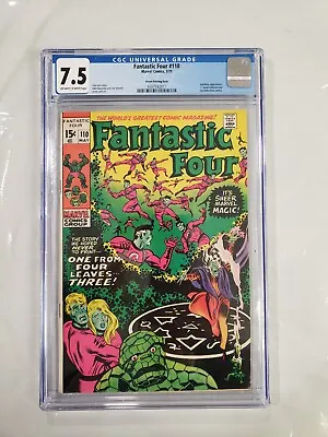 Buy Fantastic Four #110 RARE Green Printing Error Silver Age Marvel 1971 CGC 7.5 • 764.06£