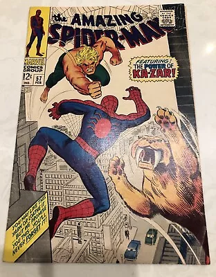 Buy The Amazing Spider-Man #57 First Appearance Of KA-ZAR ￼1968 • 49.67£