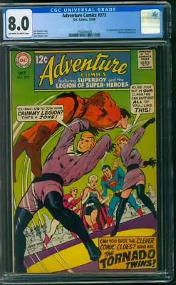 Buy Adventure Comics Superman 373 CGC 8.0 Neal Adams Cover 10/1968 1st Tornado Twins • 142.30£