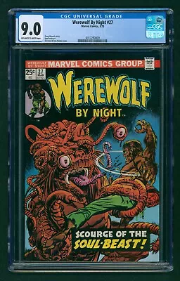 Buy Werewolf By Night #27 (1975) CGC 9.0 OW/W Pages! 1st Appearance Dr. Glitternight • 109.80£