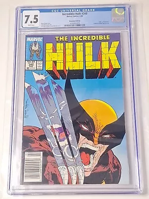 Buy Incredible Hulk #340 Newstand Marvel Comics 1988 CGC 7.5 WHITE Pages • 151.81£
