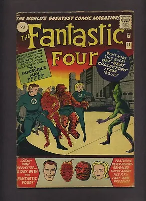 Buy Fantastic Four 11 VG- British 9d Variant 1st App IMPOSSIBLE MAN 1963 Marvel Q734 • 205.25£