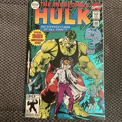 Buy INCREDIBLE HULK #393 1992 Marvel Special Foil Enhanced Cover Anniversary Issue • 10£
