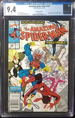 Buy Amazing Spider-Man #340 CGC 9.4 Newsstand - 1st Appearance Of The Femme Fatales • 72.37£