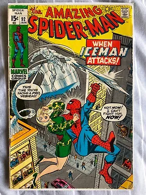 Buy Amazing Spider-Man 92 (1971) IceMan (from X-Men) App, Cents • 19.99£