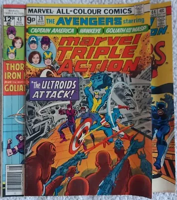 Buy AVENGERS: Marvel Triple Action, 3 Issues # 28, 43+44, 1976-78 • 3£