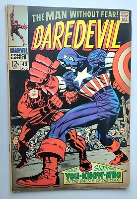Buy Daredevil #43 Origin Retold Captain America Cover Appearance 1968 Vintage Marvel • 174.72£