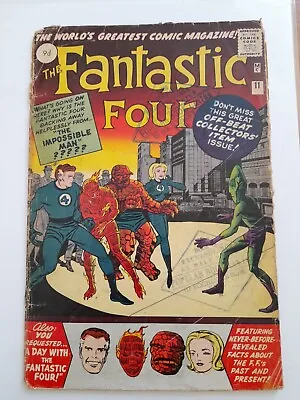 Buy Fantastic Four #11 Feb 1963 Fair/Good 1.5 1st App And Origin Of Impossible Man • 119.99£