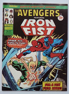 Buy The Avengers #73 - Iron Fist Marvel Comics Group UK 8 February 1975 F/VF 7.0 • 5.99£