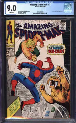 Buy Amazing Spider-man #57 Cgc 9.0 White Pages // Ka-zar + Zabu Appearance 1968 • 260.20£