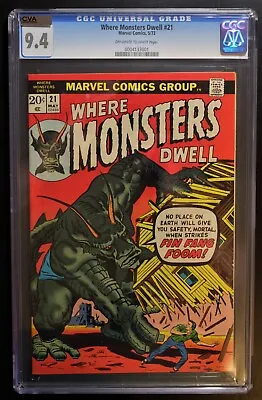 Buy Where Monsters Dwell #21  Cgc 9.4 - Ow/w Pages *reprints Strange Tales #89* • 275.18£