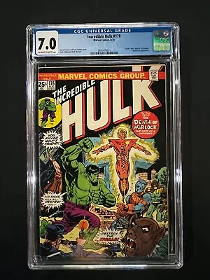 Buy Incredible Hulk #178 CGC 7.0 (1974) -  Death  And  Rebirth  Of Warlock • 110.81£