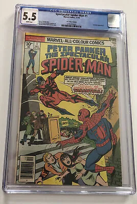 Buy Spectacular Spider-Man #1 CGC 5.5 Marvel Comics Dec 1976 Tarantula Appearance • 145£