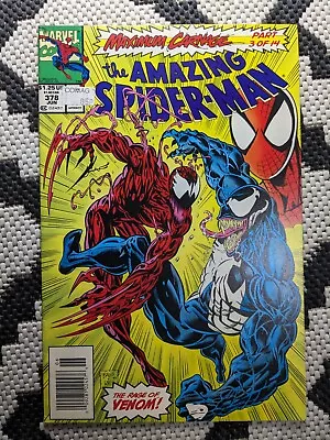 Buy Amazing SPIDER-MAN 378 Maximum CARNAGE 3! Newsstand Marvel Comic • 17.99£