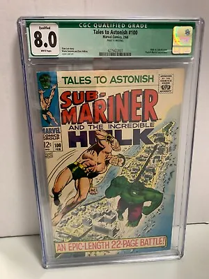 Buy Tales To Astonish #100 CGC 8.0Q Marvel 1968 Hulk Vs. Sub-Mariner / Puppet Master • 47.65£