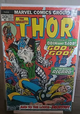 Buy The Mighty Thor-stan Lee Presents Marvel Comics November 1973 #217-god Vs God! • 39.98£