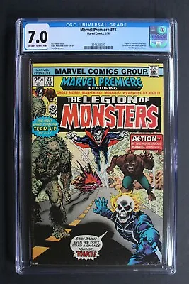 Buy MARVEL PREMIERE #28 1st LEGION OF MONSTERS Team 1976 Morbius Ghost Rider CGC 7.0 • 217.33£