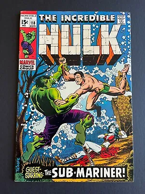 Buy  Incredible Hulk #118 - The Hulk Battles The Sub-Mariner (Marvel, 1969) VF- • 73.03£
