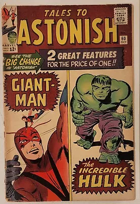Buy Marvel Tales To Astonish No. 60 Giant Man Incredible Hulk 1964 • 120.08£