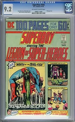 Buy Superboy  #202  CGC  9.2   NM-  Off - White To Wht Pgs  100 Pg Issue  5-6/74 • 151.91£