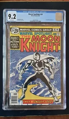 Buy Marvel Spotlight #28 CGC 9.2 NEWSSTAND White Pages 1st Solo App Of Moon Knight!! • 350£