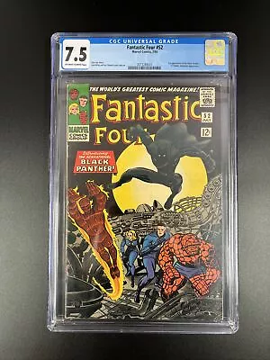 Buy Fantastic Four #52 High Grade 1st App. Black Panther Marvel Comic 1966 CGC 7.5 • 1,365.35£