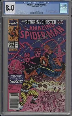 Buy Amazing Spider-man #335 - Cgc 8.0 - Sinsiter Six - Shocker - Captain America • 39.97£
