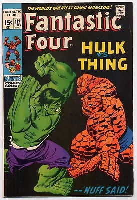 Buy Fantastic Four 112 VF 8.0 1971 Hulk Vs Thing John Buscema • 189.75£
