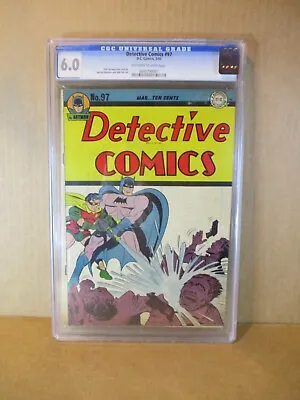 Buy Detective Comics 97 CGC 6.0 OWW Batman Robin Fight Mob 1945 DC Sprang 0065790007 • 965.09£