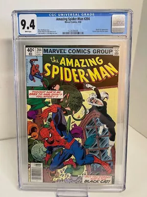 Buy Amazing Spider-Man #204 CGC 9.4, NEWSSTAND, White Pages, Black Cat, Wolfman • 79.06£