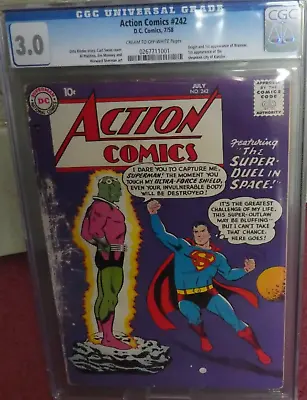 Buy Action Comics #242 (Jul 1958) ✨ Graded 3.0 Cream To Off White .CGC  1st Brainiac • 1,575£