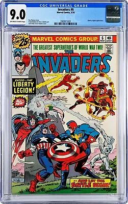 Buy Invaders #6 CGC 9.0 (May 1976, Marvel) Jack Kirby Cover, 2nd Liberty Legion App. • 39.65£