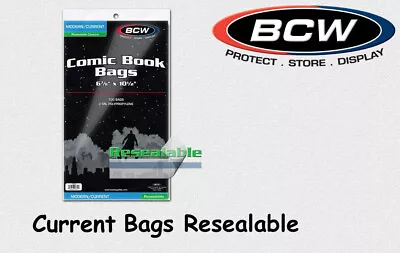 Buy BCW - 100 Comic Book Bags - Cases - Current - Resealable - Relockable • 5.68£
