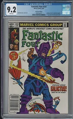Buy Fantastic Four 243 CGC 9.2 NM- WP Avengers Terrax Galactus Newsstand Label 1982 • 142.18£