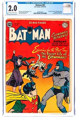 Buy Batman #62 (Dec 1950-Jan 1951, D.C. Comics) CGC 2.0 GD | 4209835003 • 679.58£