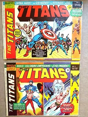 Buy The Titans #1 & #2,Marvel Comics 1975,Vintage Captain America,Sub-Mariner, • 13.50£
