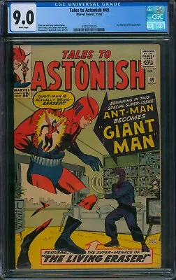 Buy Tales To Astonish #49 ❄️ CGC 9.0 WHITE ❄️ Ant-Man Becomes Giant-Man! Marvel 1963 • 915.45£